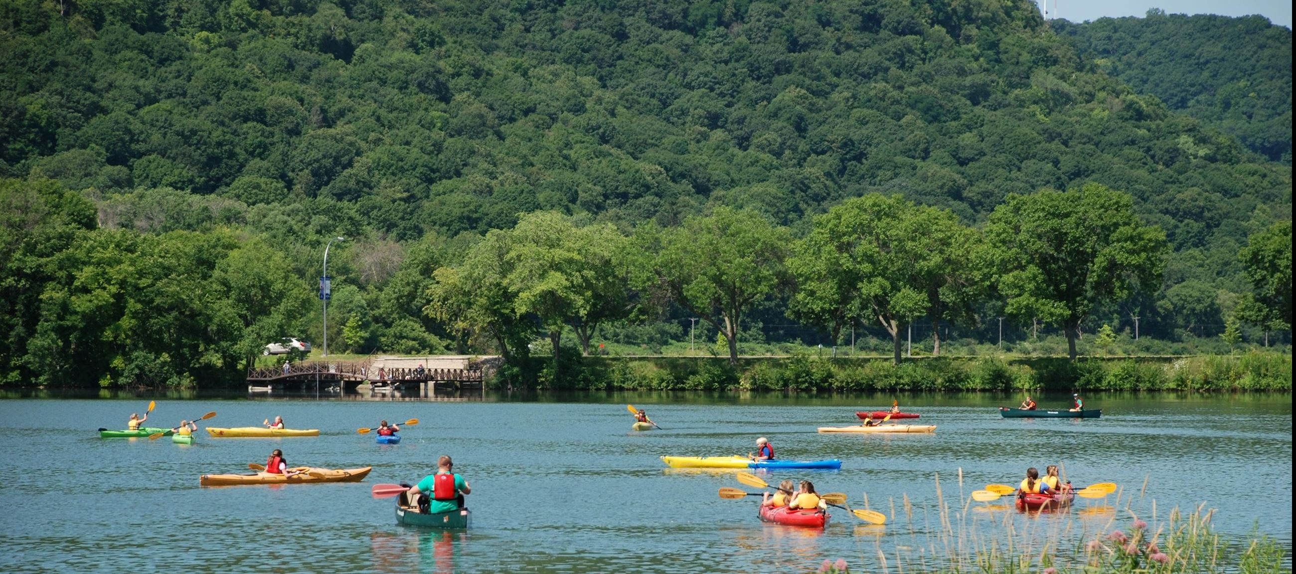 Multiple People out Kayaking at the Lake Lodge Recreation Center