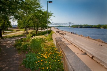 Looking down a Trail Beside the Water at Levee Park