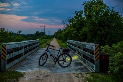 Photo of bike at sunset located on the flyway connector trail 